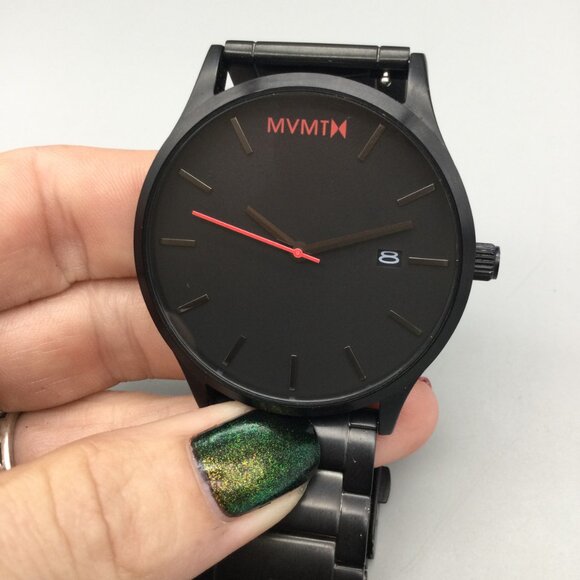 MVMT Classic 44 Watch Men Black Date Stainless New Battery 7.5" - Picture 9 of 13